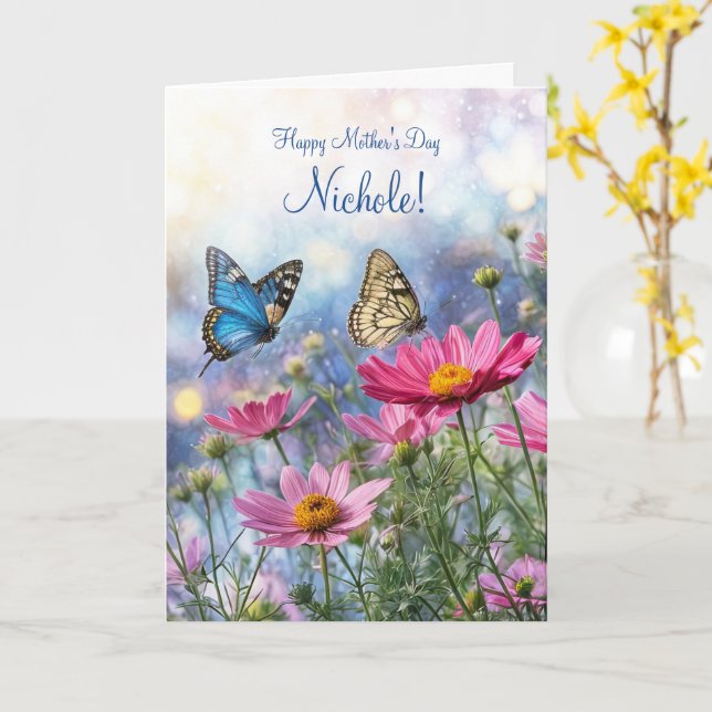 Tarjeta Mothers Day Custom Name Pretty Flowers  (flor amarilla)