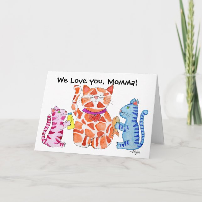 Tarjeta Mother's Day Momma Cat and Kittens (Anverso)