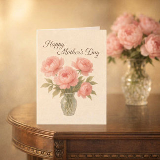 Tarjeta Mother's Day Pink Floral Peonies 