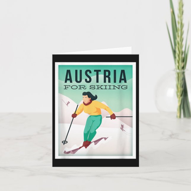 Tarjeta Motif De Esquí Retro Austria Con Motocicletas De E (Anverso)