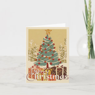 Tarjeta Motif de Navidad, con regalos bajo el árbol de Nav