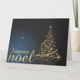 Tarjeta Motif de Noël bleu avec arbre de Noël doré
