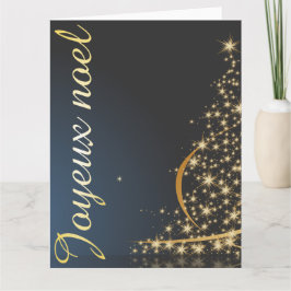 Tarjeta Motif de Noël bleu avec arbre de Noël doré