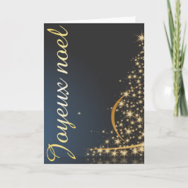 Tarjeta Motif de Noël bleu avec arbre de Noël doré