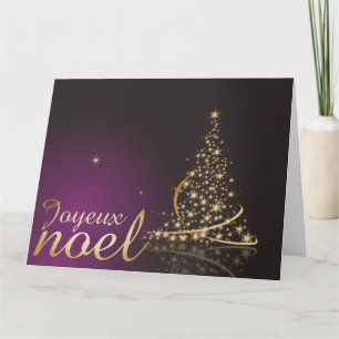 Tarjeta Motif de Noël pourpre avec arbre de Noël doré