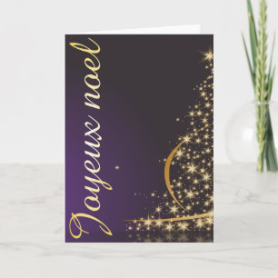 Tarjeta Motif de Noël pourpre avec arbre de Noël doré