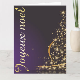 Tarjeta Motif de Noël pourpre avec arbre de Noël doré