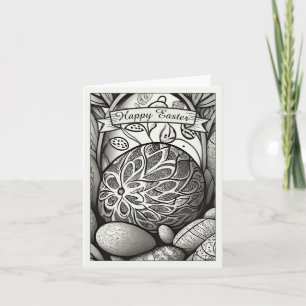 Tarjeta Motif de Pascua b/w personalizado con huevos de Pa