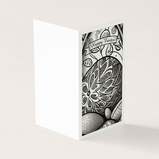 Tarjeta Motif de Pascua b/w personalizado con huevos de Pa (Exterior)