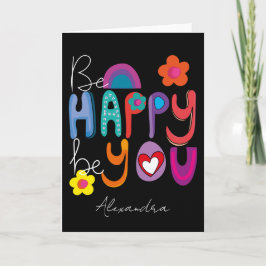 Tarjeta Motivación colorida sé feliz, Personalizado