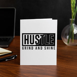Tarjeta Motivación de Hustle Grind y Shine