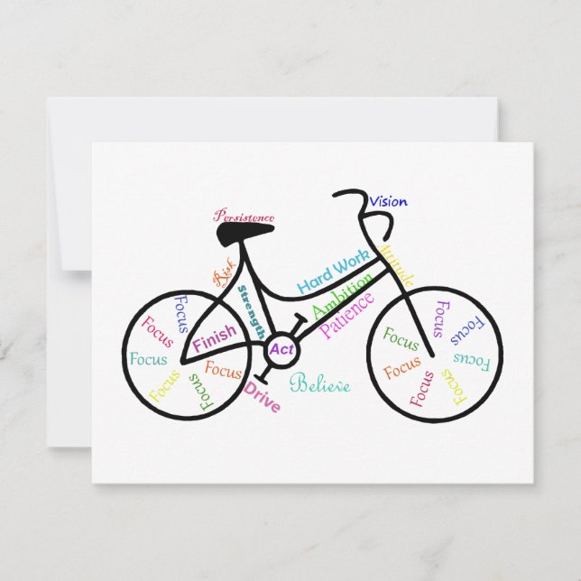 Tarjeta Motivación de la bicicleta, la bicicleta, el cicli (Anverso)