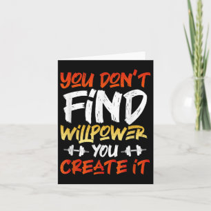 Tarjeta Motivación de Workout Willpower cita Dumbbell Grap