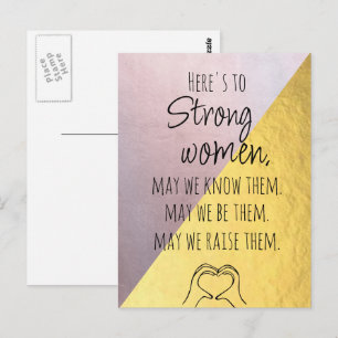 Tarjeta Motivacional Mujeres Fuertes Rosa Dorado