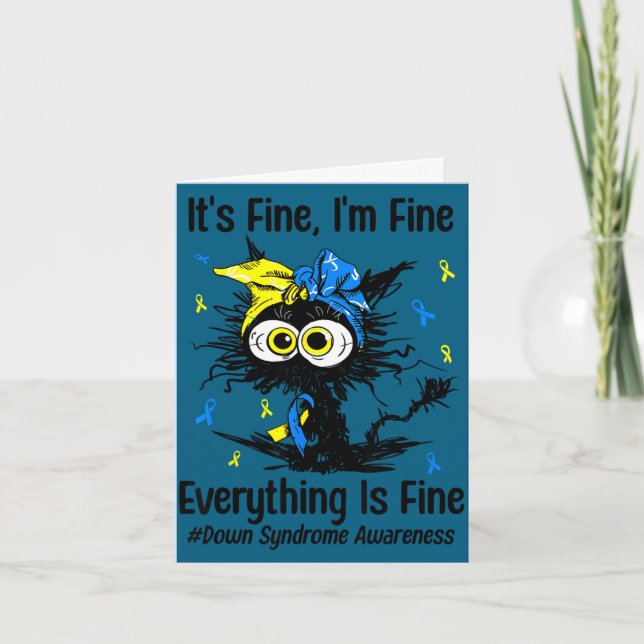 Tarjeta Motivational down syndrome awareness cat t21 (Anverso)