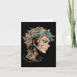 Tarjeta Motivo Anime Manga Ojos Azules Ilustración Anime 