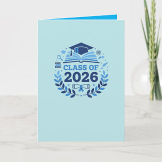 Tarjeta Motivo de Graduación Clase de 2026 Tema Azul en Bl