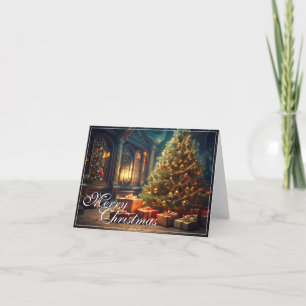 Tarjeta Motivo de Navidad con regalos bajo el árbol de Nav
