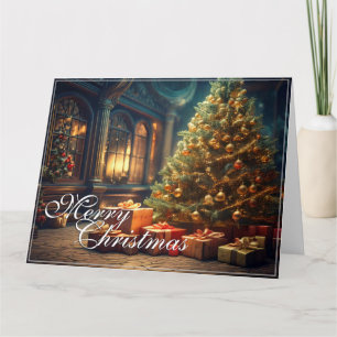 Tarjeta Motivo de Navidad con regalos bajo el árbol de Nav