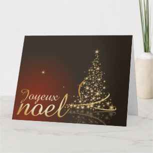 Tarjeta Motivo de Navidad rojo con árbol de Navidad dorado