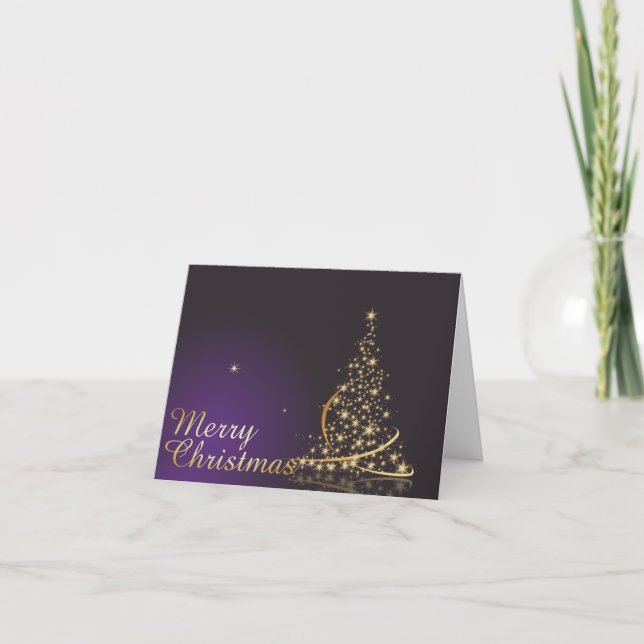 Tarjeta Motivo de Navidades morados oscuros con Navidades  (Anverso)