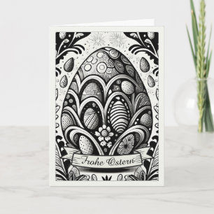 Tarjeta Motivo de Pascua Cartoon monocromo con huevos de P