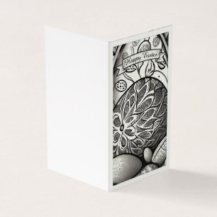 Tarjeta motivo de Pascua dibujo en blanco y negro con huev