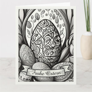Tarjeta Motivo de Pascua monocromo Cartoon con huevos de P