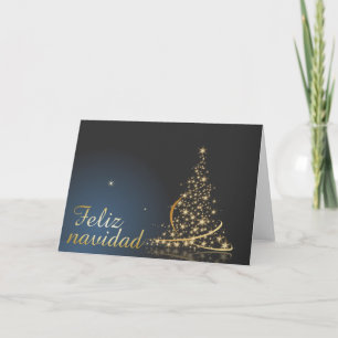 Tarjeta Motivo navideño azul con dorado de navidad.