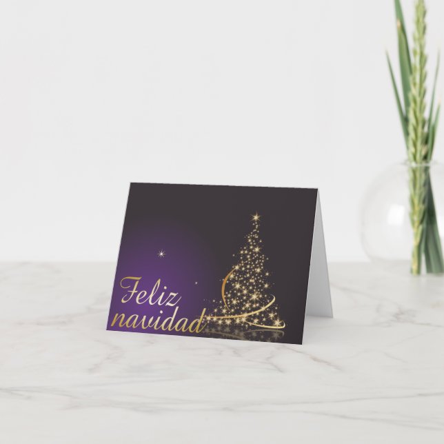 Tarjeta Motivo navideño morado oscuro con dorado (Anverso)