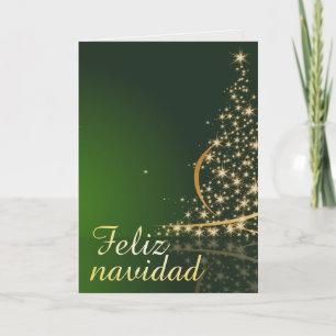 Tarjeta Motivo navideño verde con arbol de navidad.