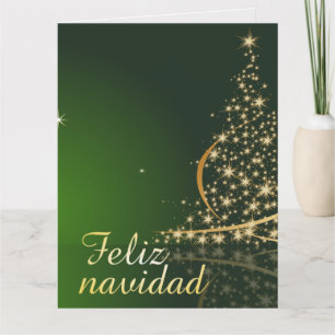 Tarjeta Motivo navideño verde con arbol de navidad.