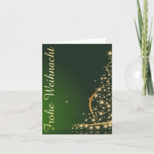 Tarjeta Motivo navideño verde con árbol de Navidad dorado