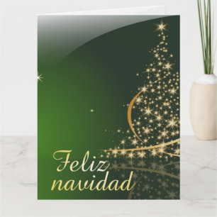 Tarjeta Motivo navideño verde con arbol de navidad. V2.0