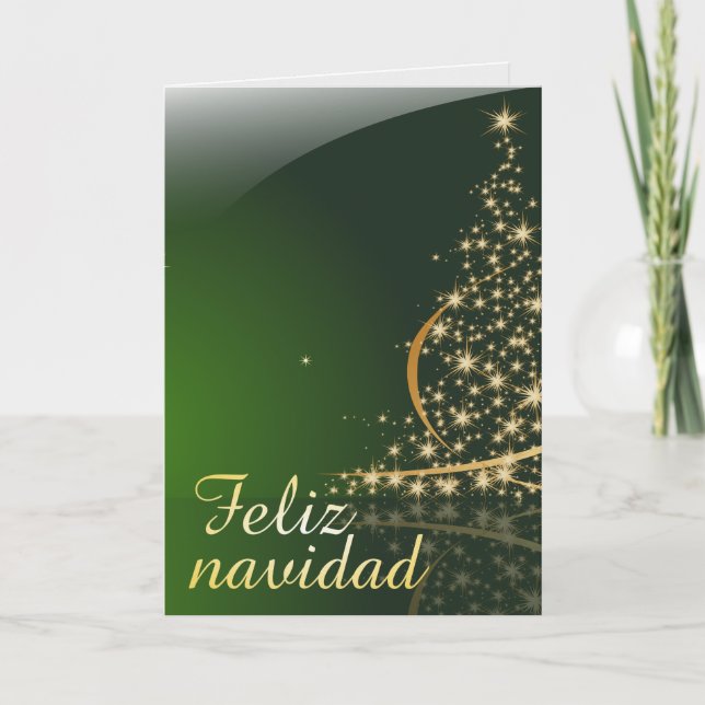 Tarjeta Motivo navideño verde con arbol de navidad. V2.0 (Anverso)