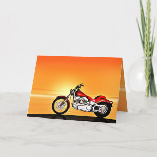 Tarjeta Moto al atardecer.