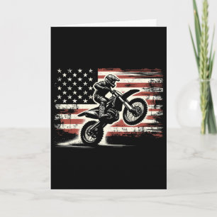 Tarjeta Moto de tierra bandera americana Motocross Biker V