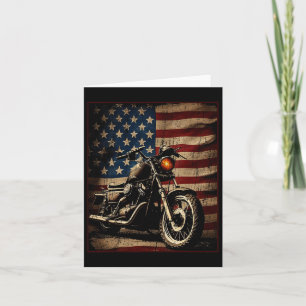 Tarjeta Motocicleta Bandera Estadounidense Retro Bici