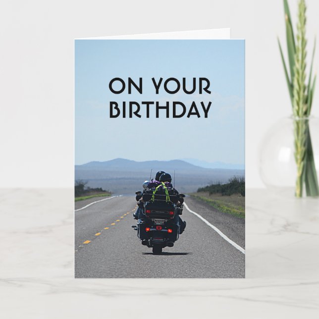 Tarjeta Motocicleta Biker Funny Road Birday (Anverso)