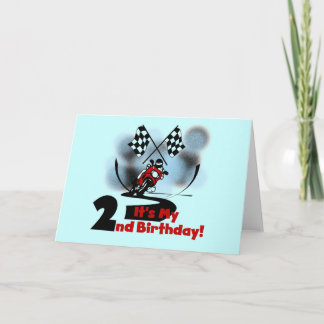 Tarjeta Motocicleta Carreras 2º cumpleaños camisetas y reg