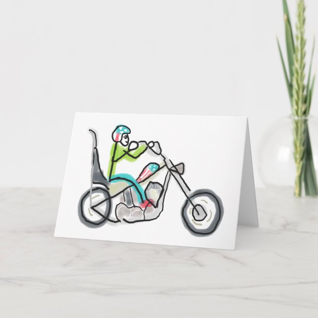 Tarjeta Motocicleta Chopper Stickman (Anverso)