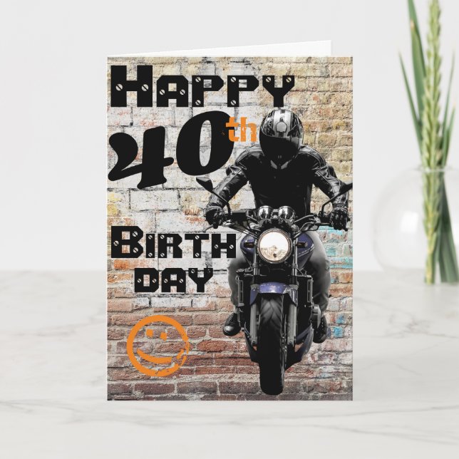 Tarjeta Motocicleta "Cumpleaños 40 aún lo tengo (Anverso)