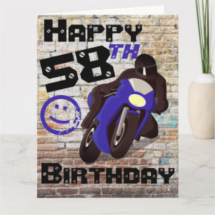 Tarjeta Motocicleta 'Cumpleaños 58 aún lo tiene