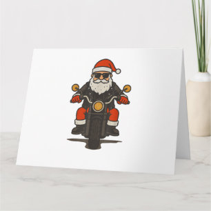 Tarjeta Motocicleta de Santa Navidad Vintage Divertido Mot