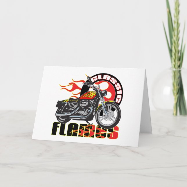 Tarjeta Motocicleta de trabajo de pintura de llama clásica (Anverso)