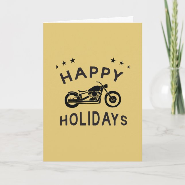 Tarjeta Motocicleta Happy Holidays Retro (Anverso)