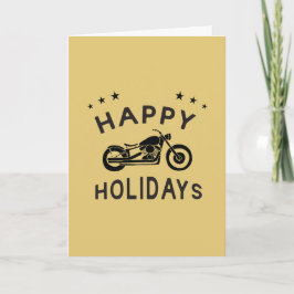 Tarjeta Motocicleta Happy Holidays Retro