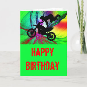 Tarjeta Motocross en la web de araña psicodélica