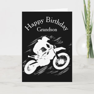 Tarjeta Motocross Grandson Birday Sport Motorcycle Race