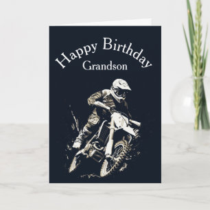 Tarjeta Motocross Grandson Birday Sport Motorcycle Race